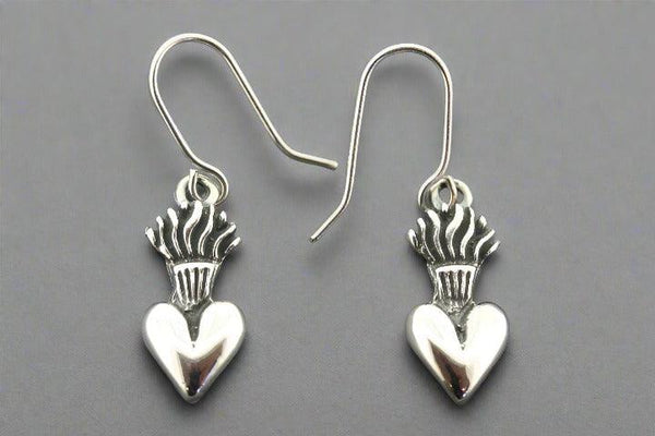 Flaming heart earring - sterling silver - Makers & Providers