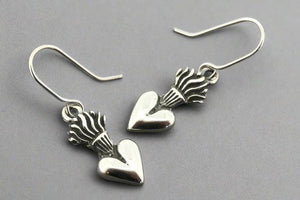 Flaming heart earring - sterling silver - Makers & Providers