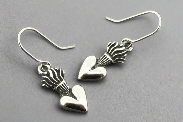 Flaming heart earring - sterling silver - Makers & Providers