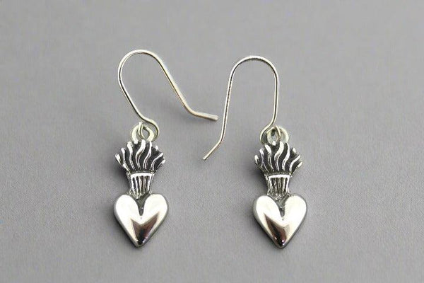 Flaming heart earring - sterling silver - Makers & Providers