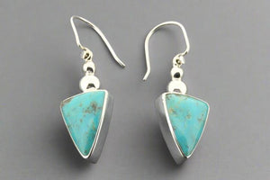 Triangle turquoise drop earrings - sterling silver - Makers & Providers