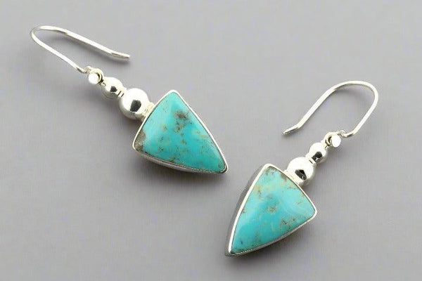 Triangle turquoise drop earrings - sterling silver - Makers & Providers