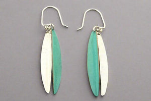 Silver & copper patina angled earrings - Makers & Providers