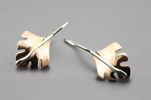Serrated leaf drop earring - copper & silver - Makers & Providers
