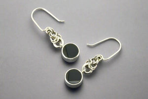 Reef knot drop earring - obsidian & silver - Makers & Providers
