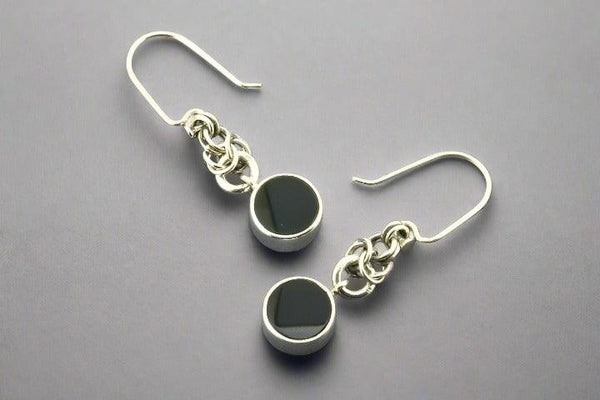 Reef knot drop earring - obsidian & silver - Makers & Providers