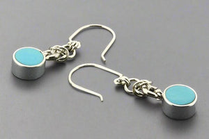 Reef knot drop earring - turquoise & silver - Makers & Providers