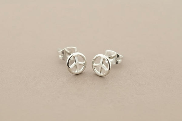 Mini peace studs - sterling silver