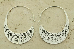 Aztec hoop earring - sterling silver - Makers & Providers