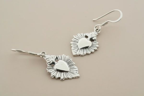 Shining heart earrings - sterling silver
