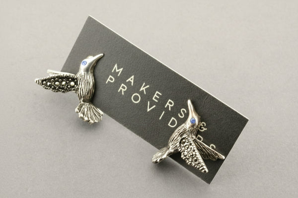 Hummingbird stud - blue zirconia