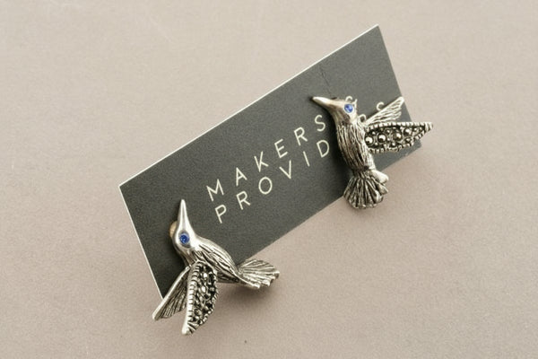 Hummingbird stud - blue zirconia