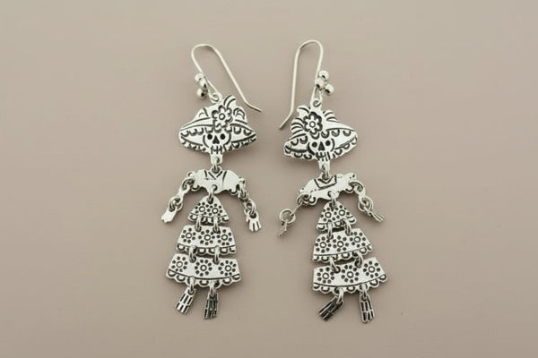 Catrones Day of the dead earrings - sterling silver