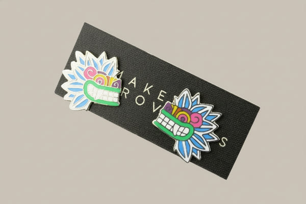 Quetzalcoatl stud - enamelled silver - light