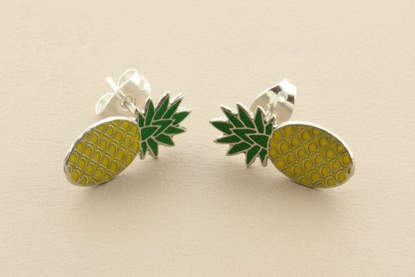 Pineapple tarot studs - enamelled silver