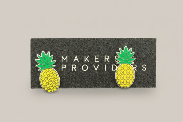 Pineapple tarot studs - enamelled silver