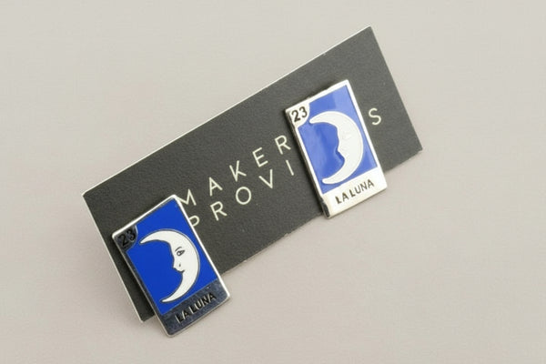 La Luna tarot studs - enamelled silver