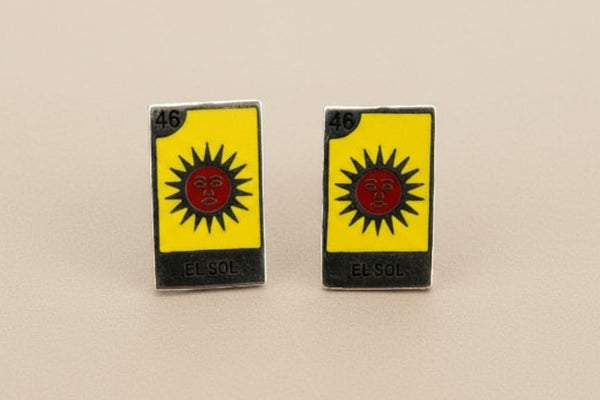 Sun tarot studs - enamelled silver