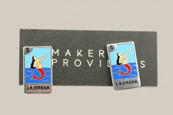 La Sirena tarot studs - enamelled silver