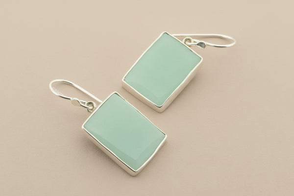 Aqua ceramic rectangular earrings