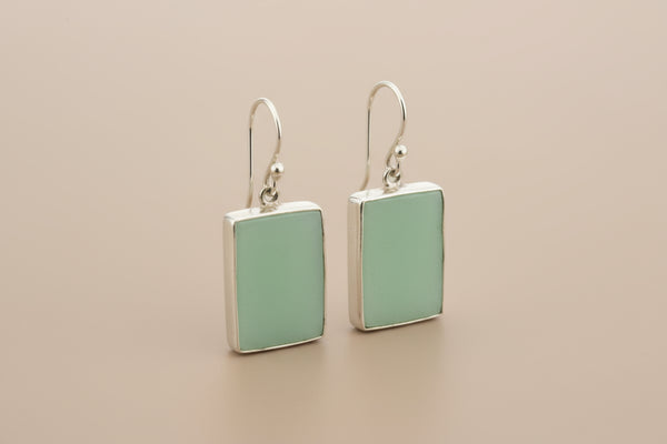 Aqua ceramic rectangular earrings