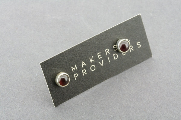 6mm Garnet studs - sterling silver