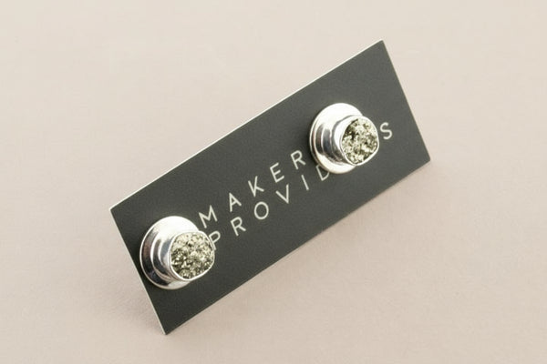 Pyrite bezel studs - sterling silver