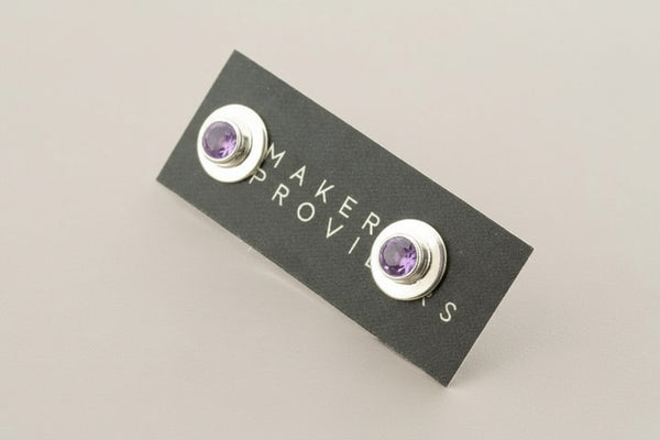 Amethyst bezel studs