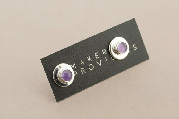 Amethyst bezel studs