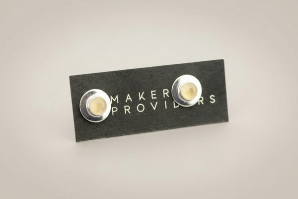 Citrine bezel studs - sterling silver