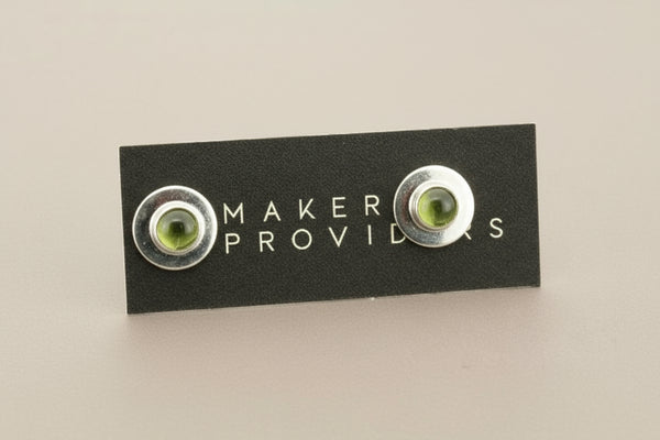 Peridot bezel studs - sterling silver