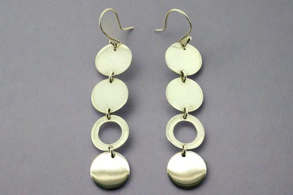 4 x silver disc drop earring