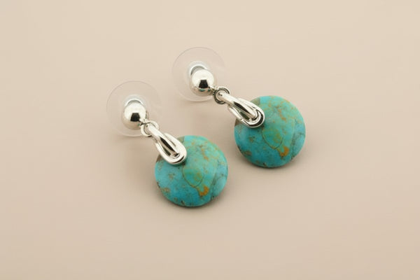 Circle stone stud - mosaic turquoise