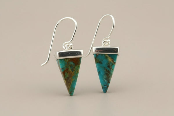 Pyramid stone earring - bronzed turquoise