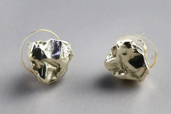 Textured silver nugget stud - sterling silver