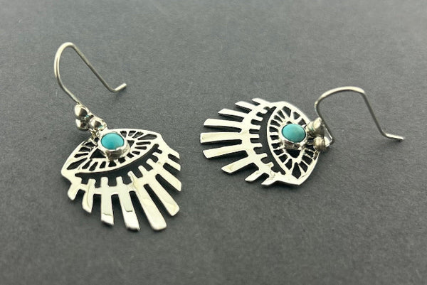 Oval & ray drop earring - turquoise