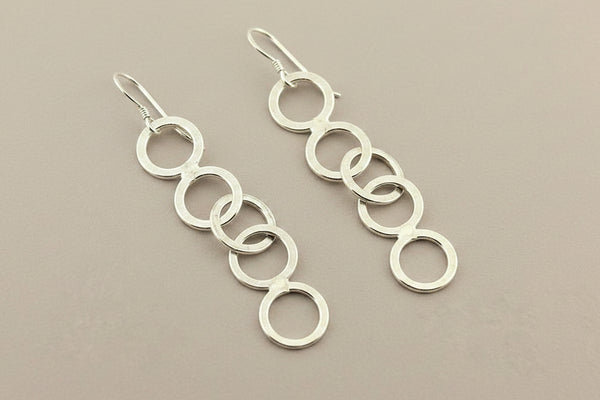5 silver circle drop earring