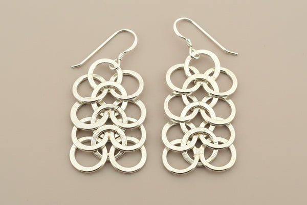 12 silver circle drop earring