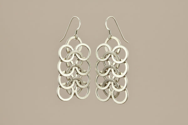 12 silver circle drop earring