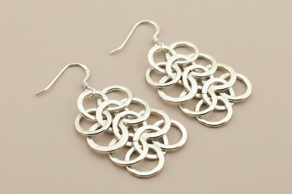 12 silver circle drop earring