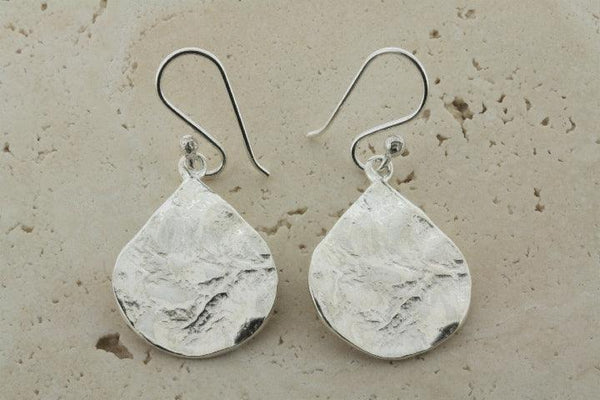 elephant skin teardrop earring - sterling silver - Makers & Providers