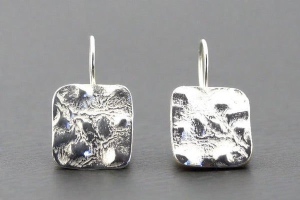 textured square drop earring - sterling silver - Makers & Providers