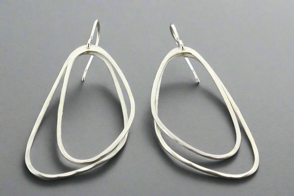 2 curved triangle textured earring - sterling silver