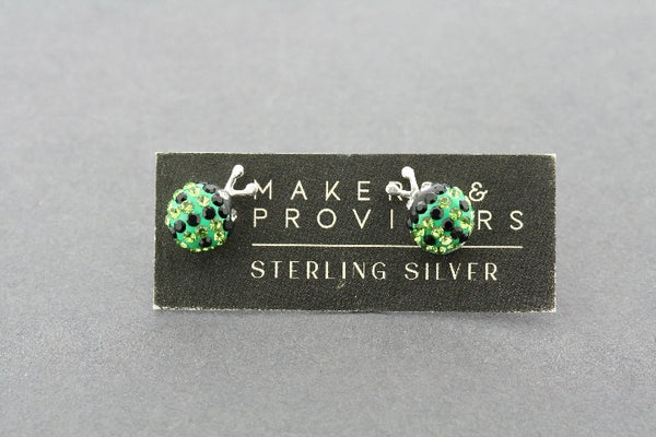 Crystal ladybird stud - green