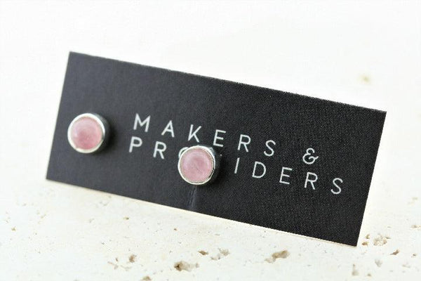 rose quartz stud - 6mm - Makers & Providers