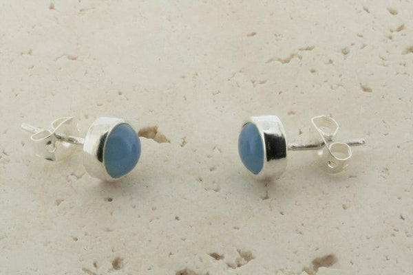 blue chalcedony stud - 6mm - Makers & Providers