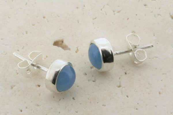 blue chalcedony stud - 6mm - Makers & Providers