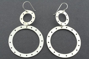2 circle drop earring with holes - sterling silver - Makers & Providers