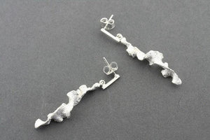 Torn spiral drop earrings - silver sparkle - Makers & Providers