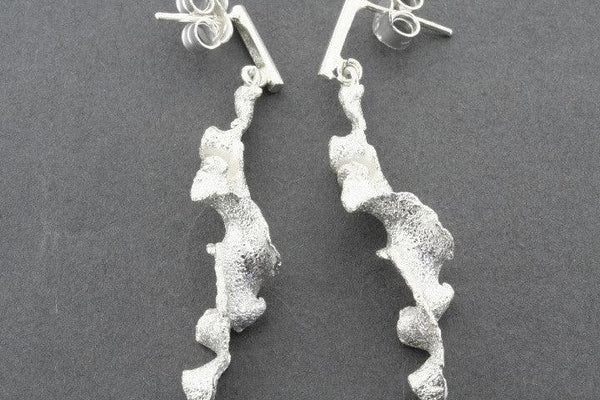 Torn spiral drop earrings - silver sparkle - Makers & Providers